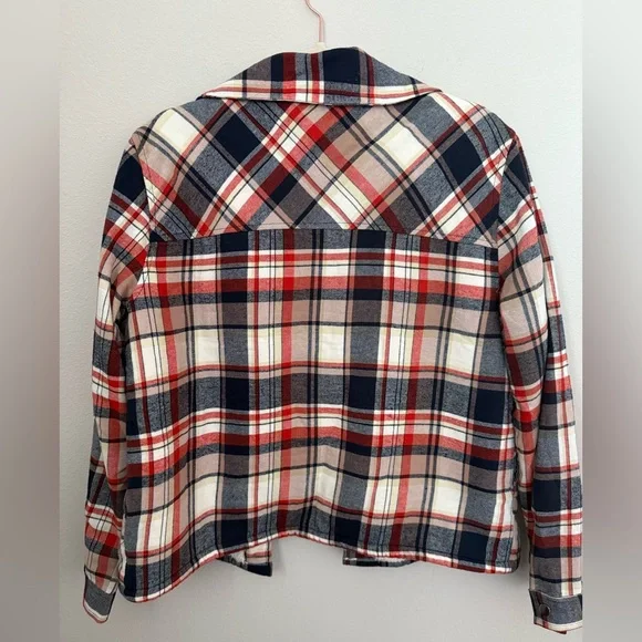 Lucky Brand Blue Orange Plaid Jacket with Cream Fleece Size M - Picture 6 of 6